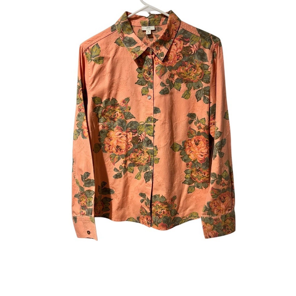 J. Jill Peach Floral Button-Down Shirt